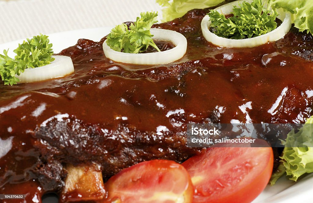 slab of bbq ribs  Barbeque Sauce Stock Photo