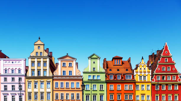 Old color houses in Wroclaw, Poland stock photo