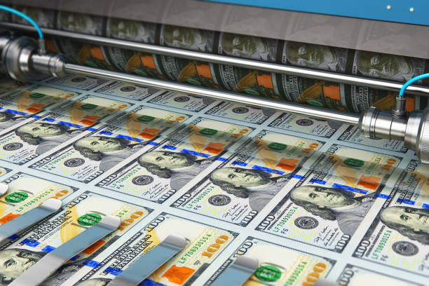 100 us-dollar usd geld banknoten drucken - ausdrucken stock-fotos und bilder