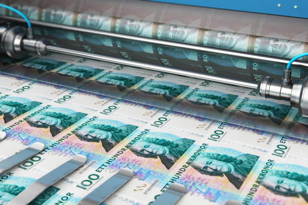 istock Printing 100 SEK Swedish krona money banknotes 1043713176