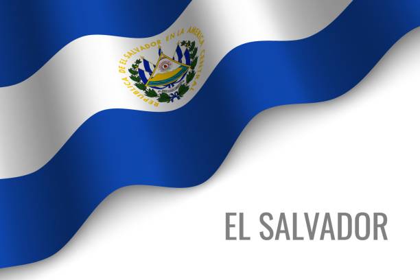 waving flag with copyspace waving flag of El Salvador with copyspace. Template for brochure. vector illustration el salvador landmarks stock illustrations