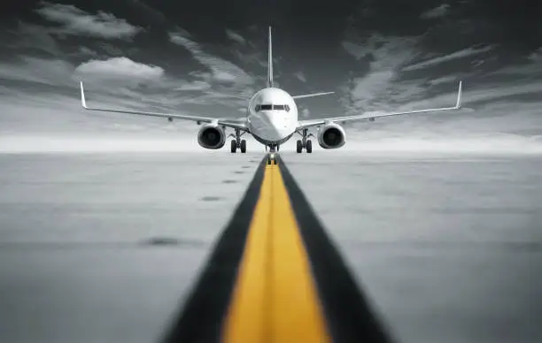 modern airplane on a runway