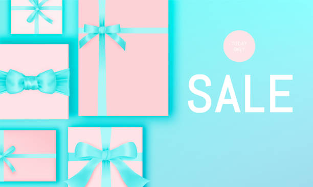 istock Gift box in winter sale theme with pastel color scheme 1043721926