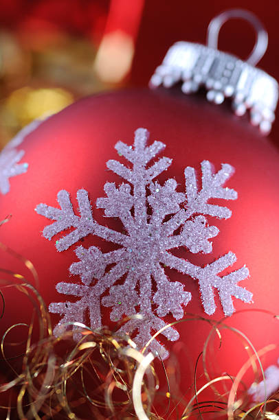 istock Red Christmas Bauble with Star Close-Up 104372258