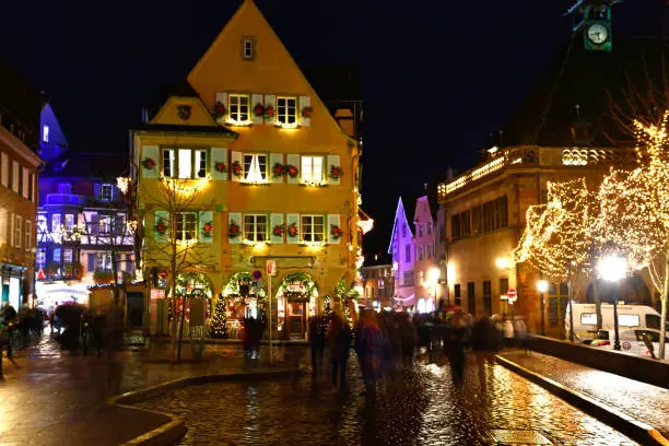 Christmas decorated city of Colmar, France