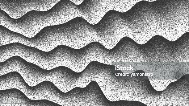 Vector Smooth Lines Dotwork Background Stock Illustration - Download Image Now - Pattern, In A Row, Wave Pattern