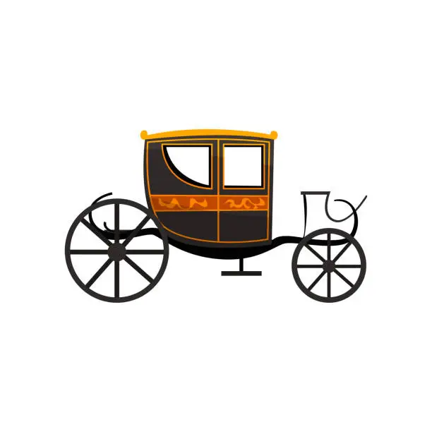 Vector illustration of Retro carriage, antique vehicle vector Illustration on a white background