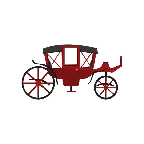 Vector illustration of Retro carriage, vintage transport, wagon for traveling vector Illustration on a white background