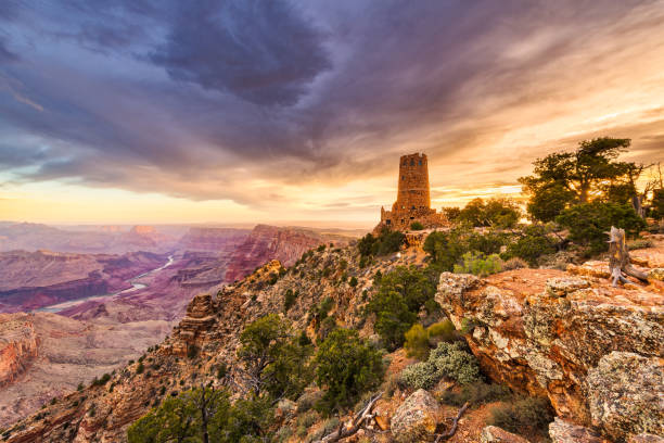 Desert View Watchtower at the Grand Canyon, Arizona, USA.