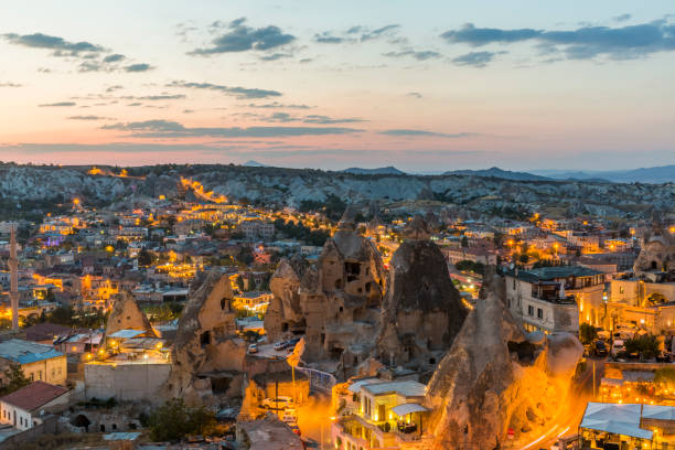 istock Goreme town in Cappadocia at sunset 1043734078