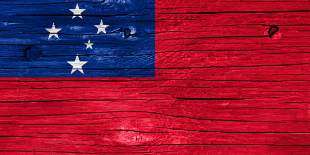 istock Flag of Samoa on Wood 1043734174