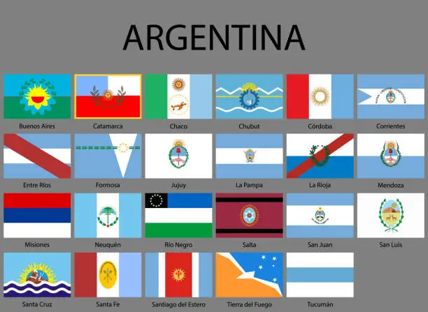 Vector illustration of all Flags of provinces of Argentina