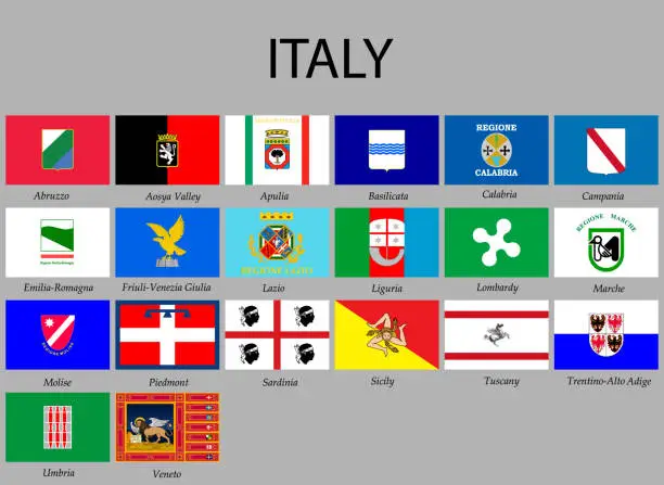 Vector illustration of all Flags provinces of Italy