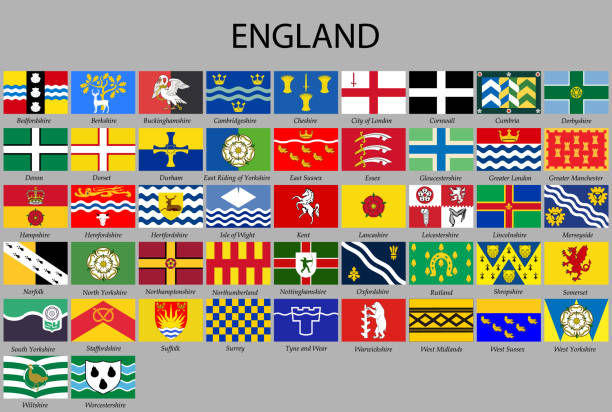 alle flaggen grafschaften englands - greater london illustrations stock-grafiken, -clipart, -cartoons und -symbole