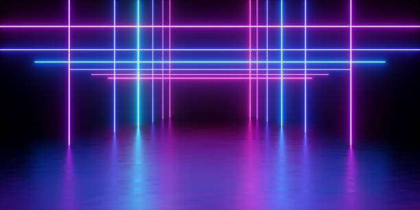 istock 3d render, glowing lines, neon lights, abstract psychedelic background, corridor, tunnel, ultraviolet, spectrum vibrant colors, laser show 1043738778
