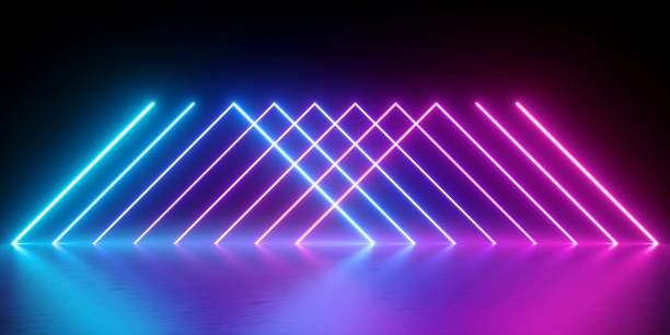 istock 3d render, neon lights, abstract background, glowing lines, virtual reality, violet triangles, ultraviolet, infrared, spectrum vibrant colors, laser show 1043738786