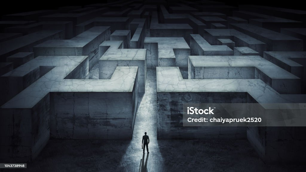 Businessman Challenge. Concept for success Maze Stock Photo