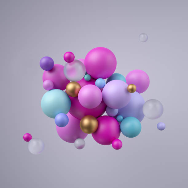 istock 3d render, abstract pink pastel balls, multicolored balloons, candy, geometric background, primitive shapes, minimalistic design, party decoration, plastic toys, isolated elements 1043739178