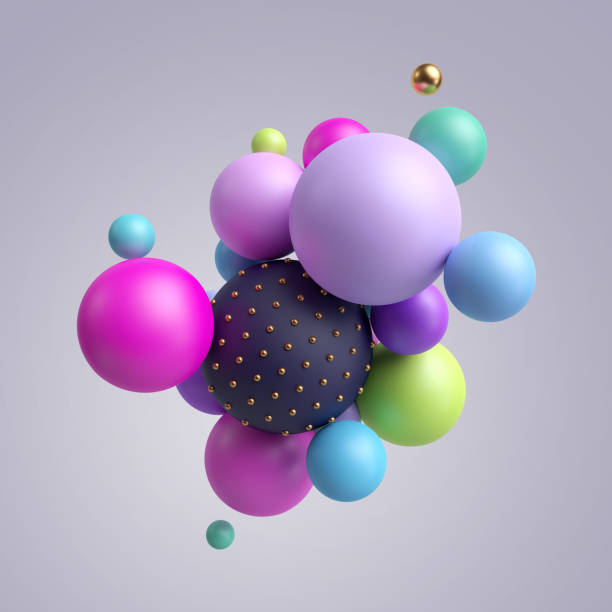 istock 3d render, abstract colorful geometric background, multicolored balls, primitive shapes, minimalistic design, pastel colors palette, party decoration, plastic toys, isolated elements 1043739254
