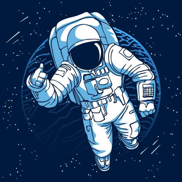 Astronaut in space Astronaut. Spaceman in space on moon or earth planet background vector illustration astronaut stock illustrations
