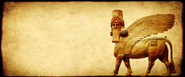 istock Grunge background with paper texture and lamassu 1043745228