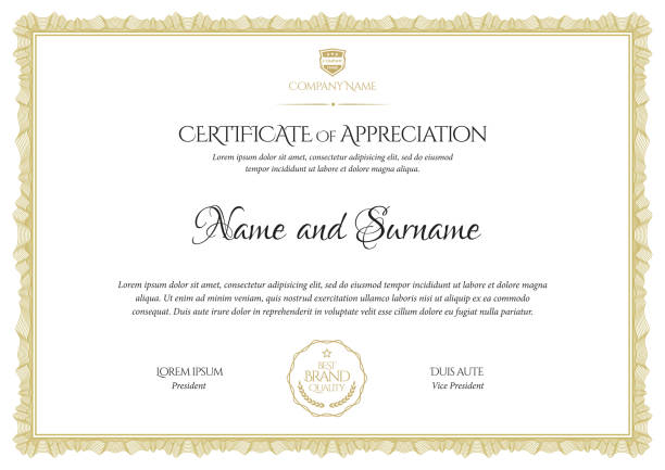 illustrations, cliparts, dessins animés et icônes de modèle de certificat. diplôme de design moderne ou certificat-cadeau. - certificate stock certificate diploma frame