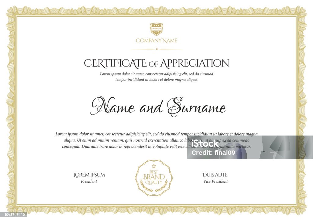 Modello di certificato. Diploma di design moderno o buono regalo. - arte vettoriale royalty-free di Certificato