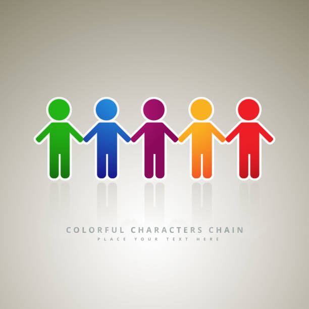 虹の人、ロゴの会社 - family community paper chain offspring点のイラスト素材／クリップアート素材／マンガ素材／アイコン素材