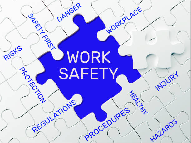 WORK SAFETY - PUZZLE CONCEPT WORK SAFETY - PUZZLE CONCEPT occupational safety and health stock pictures, royalty-free photos & images