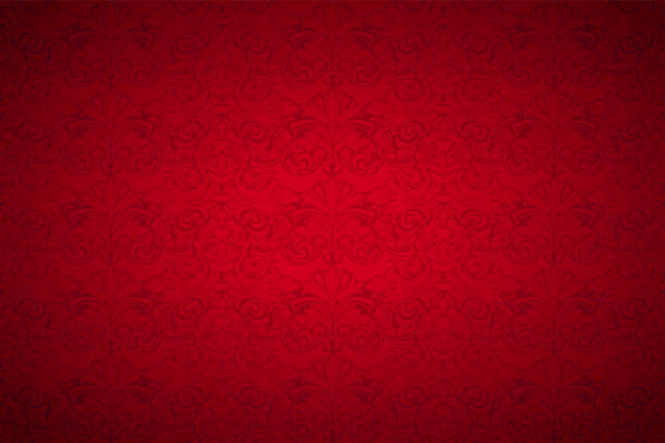 rote vintage-hintergrund, royal mit klassischen barocken muster - flower pattern floral pattern retro revival stock-grafiken, -clipart, -cartoons und -symbole