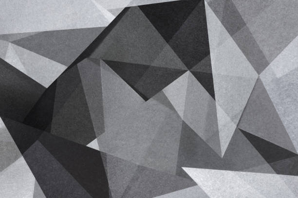 黒と白、抽象的な背景の幾何学的図形 - モノクロ ストックフォトと画像