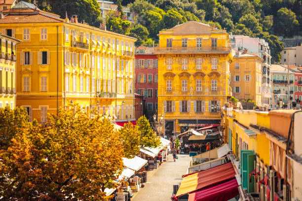 marché aux fleurs cours saleya à nice, france - city of nice photos et images de collection