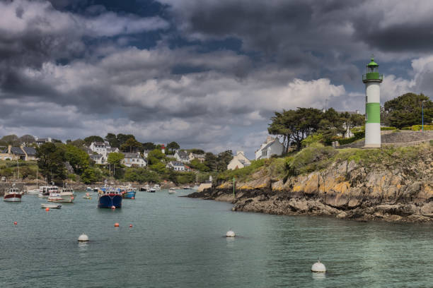 istock Beautiful harbor with lighthouse in Doelean, Brittany, France 1043766100