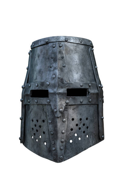 istock Old knight helmet isolated on white background. There is a way 1043770264
