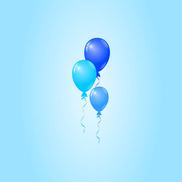 青色の背景は、誕生日カード、パーティの招待状カードの青い風船 - invitation greeting card birthday birthday card点のイラスト素材／クリップアート素材／マンガ素材／アイコン素材