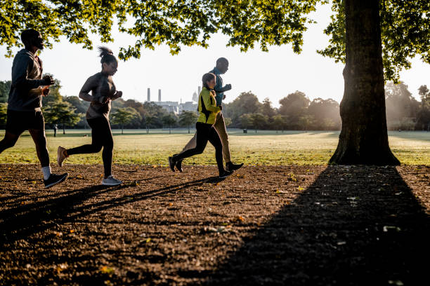 Athlete couple jogging outdoor.
