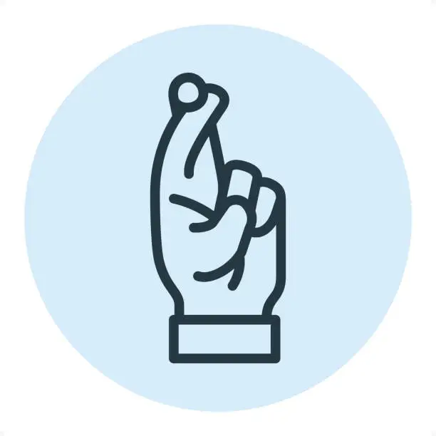 Vector illustration of Fingers Crossed Gesture - Pixel Perfect Single Line Icon