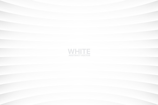 White Clear Blank Subtle Abstract Vector Geometrical Background. Monotone Light Empty Concave Surface. Minimalist Style Wallpaper. Futuristic 3D Illustration