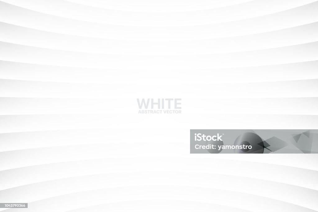 Vector White Abstract Geometrical Background White Clear Blank Subtle Abstract Vector Geometrical Background. Monotone Light Empty Concave Surface. Minimalist Style Wallpaper. Futuristic 3D Illustration Backgrounds stock vector