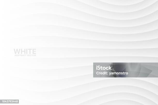 White Wavy Abstract Vector Background Stock Illustration - Download Image Now - White Color, Backgrounds, Wave Pattern