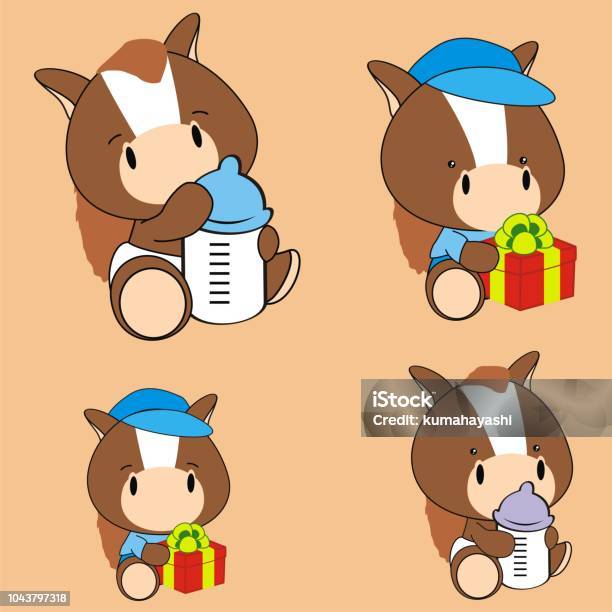 Cute Baby Horse Cartoon Collection Stock Illustration - Download Image Now  - Animal, Baby Bottle, Bottle - iStock