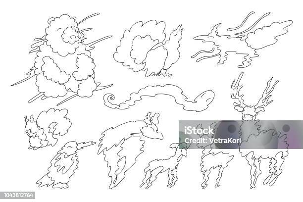 Vector Animal Shaped Cloud Set Stock Illustration - Download Image Now - Animal, Art, Backgrounds