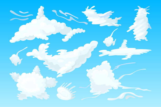 ilustraciones, imágenes clip art, dibujos animados e iconos de stock de animales de vectores en forma de conjunto nube - cirrus sky fantasy cloud