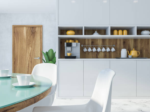 istock Wooden door kitchen with a table 1043824032