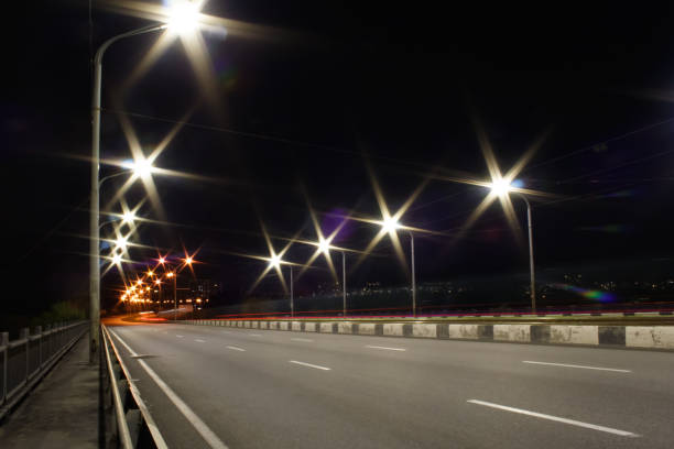 istock Colorful light trace from night traffic on the highway bridge 1043832290