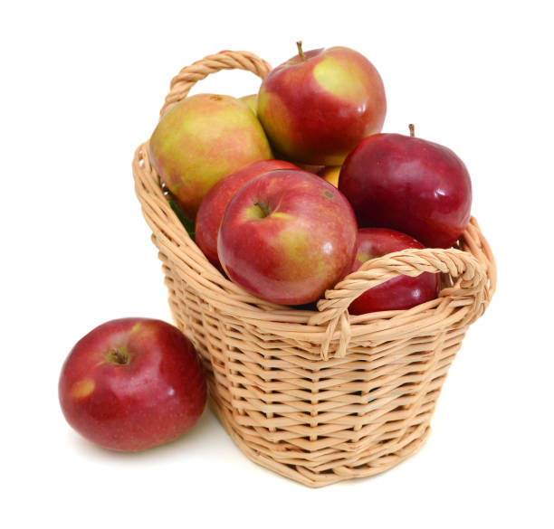 istock red apples in basket on white 1043833072