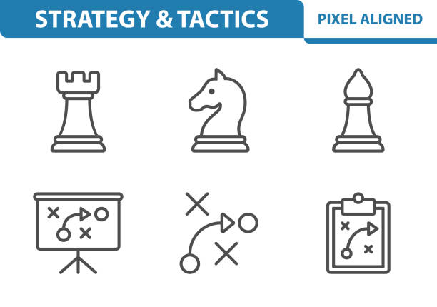 illustrazioni stock, clip art, cartoni animati e icone di tendenza di icone strategia & tattica - chess