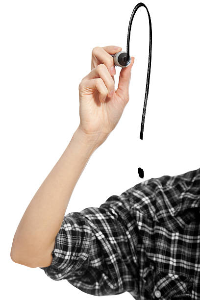 istock hand of a student girl drawing an exclamation mark 104384451