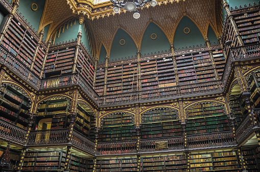 Paris, France - December 11, 2022: people sitting in the large reading hall of the public Richelieu  National library