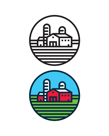 Farm landscape circle icon. Files included: Vector EPS 10, HD JPEG 4000 x 5000 px